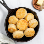 Buttermilk biscuits in cast iron skillet.