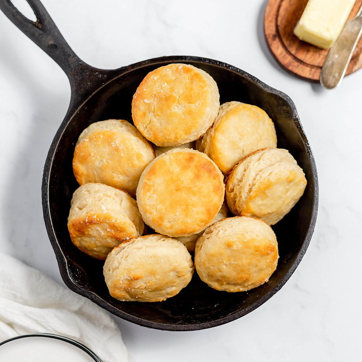 Buttermilk Biscuits in cast iron skillet.