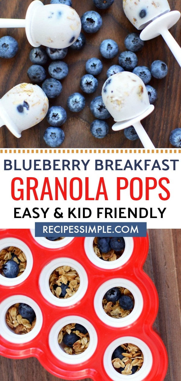 Quick and easy breakfast Granola Pops make breakfast fun again. These are the perfect kid friendly breakfast on the go. #breakfastrecipes #granola #popsicle #frozentreat