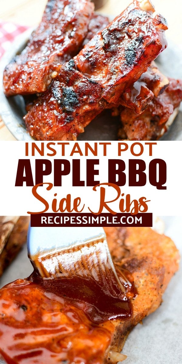 Try these delicious Instant Pot Apple BBQ Side Ribs for dinner! They are finger-licking good with tender meat that falls of the bone. #instantpotribs #instantpotrecipes #instantpotbbqribs #instantpotribspork #bbqribsrecipes #barbequeribs