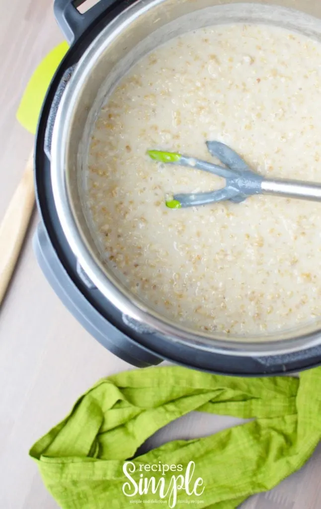 Steel cut oats cooking in Instant Pot