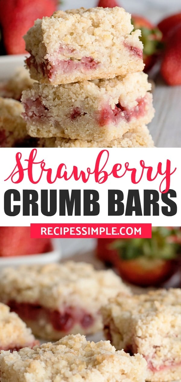 These Strawberry Crumb Bars dessert have a buttery crust with a fresh juicy strawberry filling and a lightly golden crumble topping. #strawberrycrumbbars #strawberrybarsrecipes #strawberrydessert #strawberrydessertrecipes