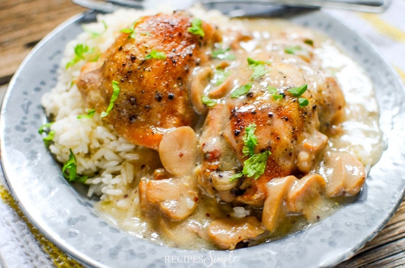 Easy Slow Cooker Mushroom Mustard Chicken