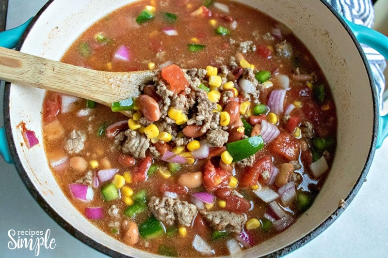 Tex Mex Hamburger Soup Cooking