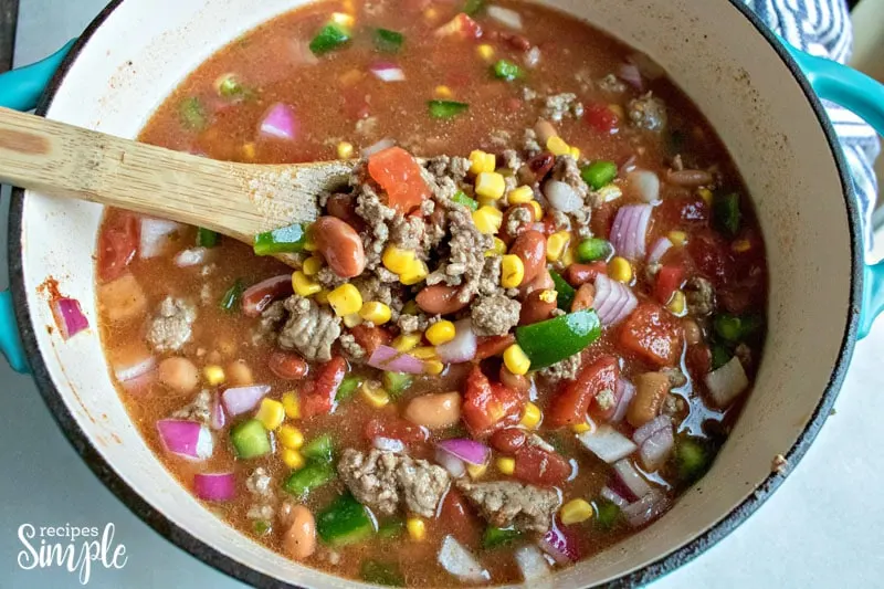 Tex Mex Hamburger Soup Cooking