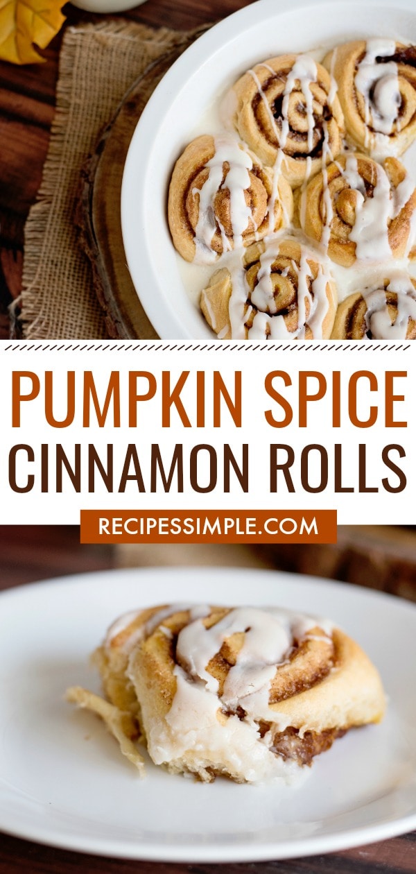These Pumpkin Spice Cinnamon Rolls with cream cheese icing are delicious and so easy! They are made with crescent rolls and make the perfect fall breakfast, brunch or dessert. #cinnamonrolls #pumpkinrecipes
