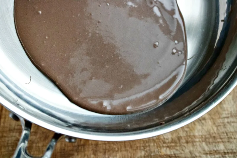 Chocolate Crepes Batter In Pan
