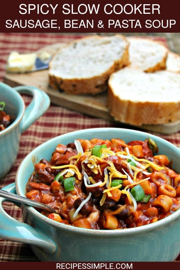 Slow Cooker Sausage Bean Pasta Soup