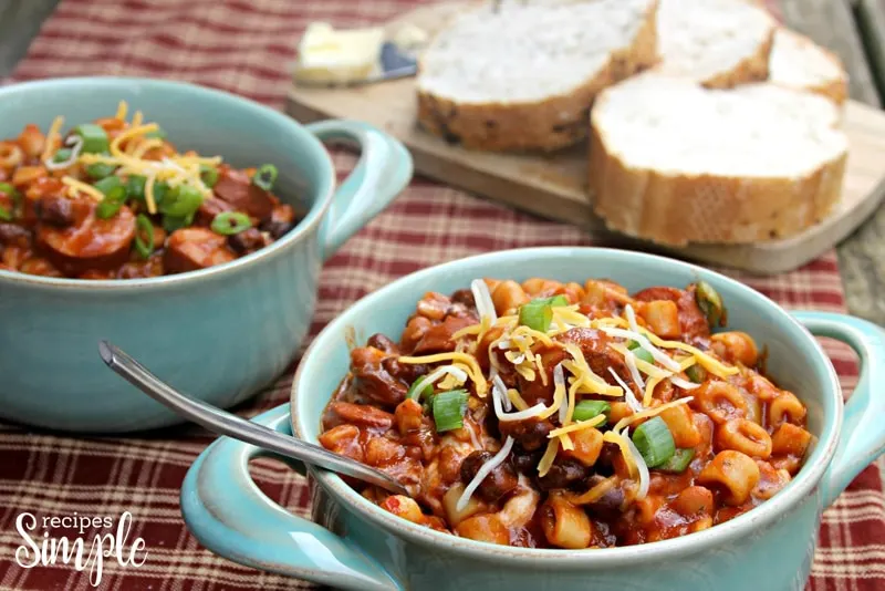 Spicy Slow Cooker Sausage, Bean And Pasta Soup