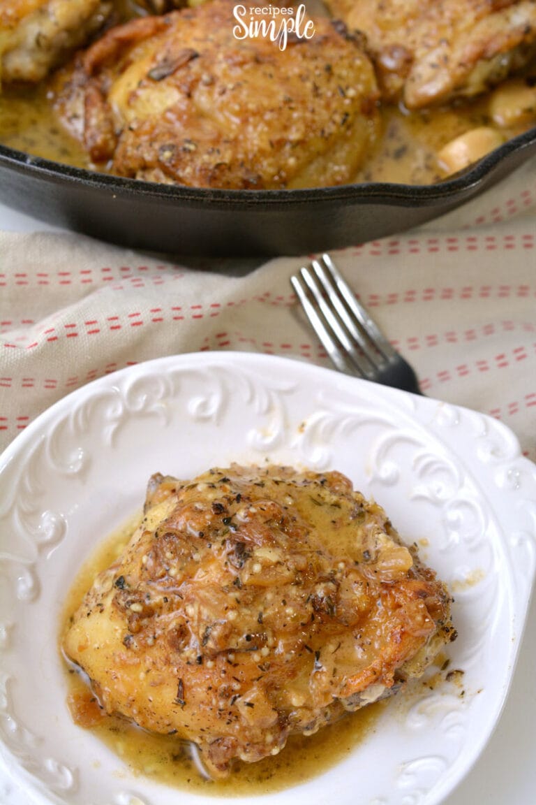 Garlic Roasted Chicken Thighs with Parmesan Gravy (Keto, Low Carb