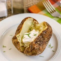 Air Fryer Baked Potatoes on plate