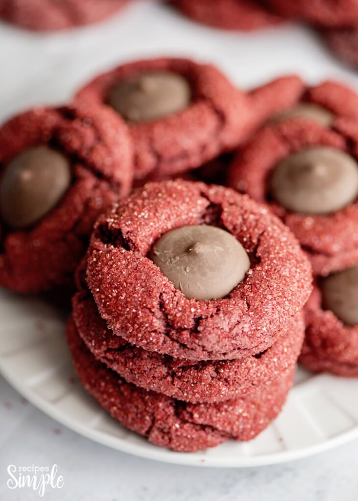 Plate of Red Velvet Cake Mix Blossom Cookies