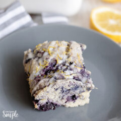 Slice of Blueberry Breakfast Cake on plate