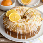 Glazed Orange Bundt Cake on white plate
