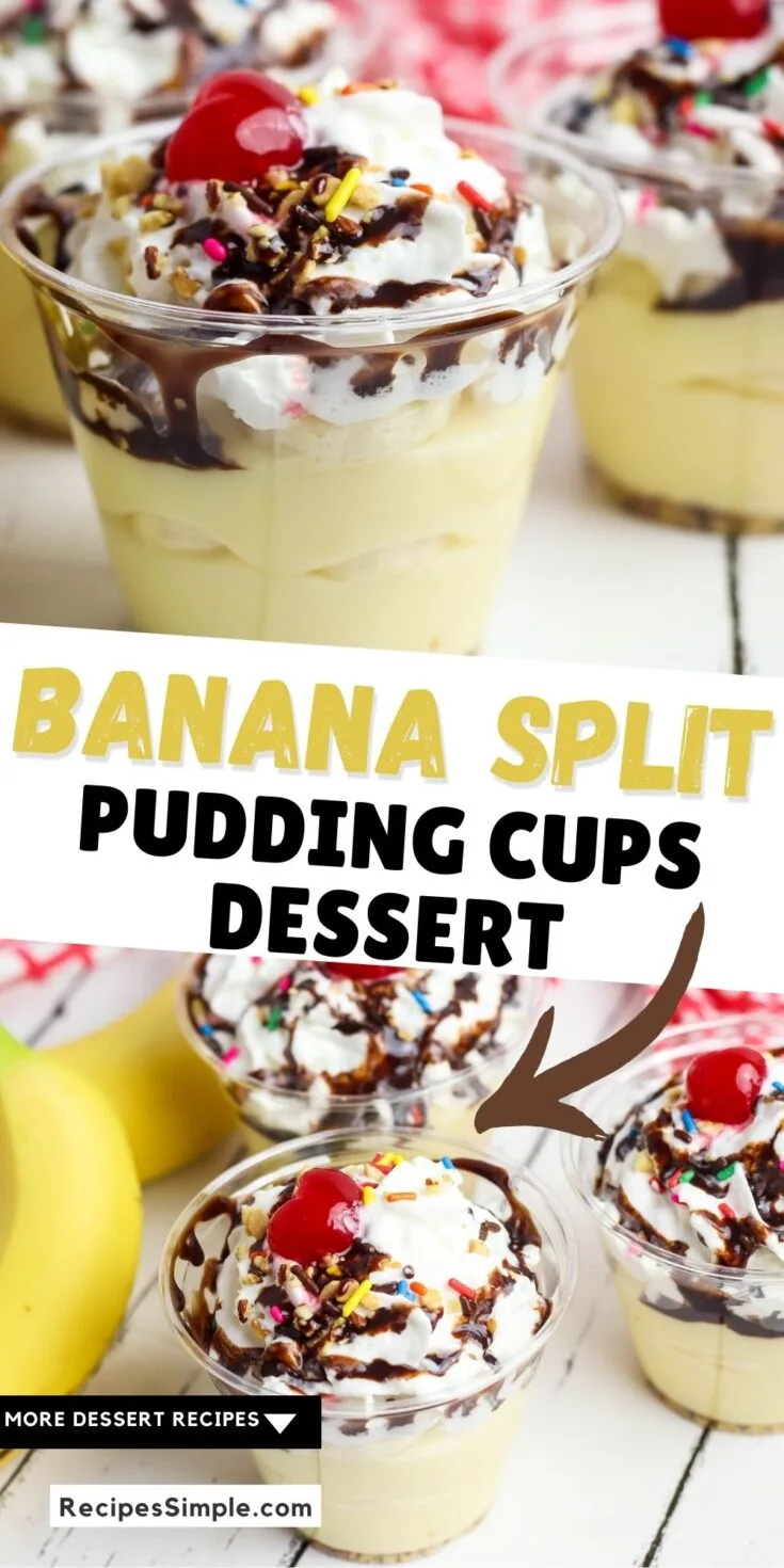 Banana Split Pudding Cups Pinterest Pin