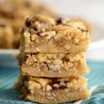 Salted Caramel Pecan Bars Stacked three high