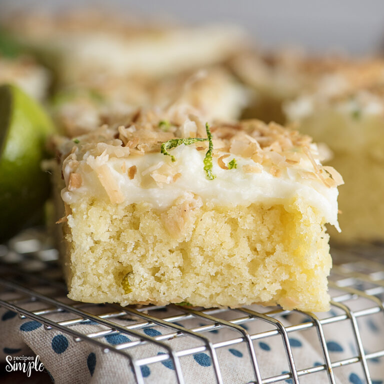 Lime Sheet Cake Bars on Cooling rack