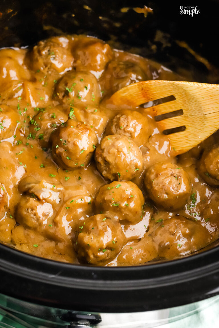 Slow Cooker Meatballs And Gravy - Recipes Simple