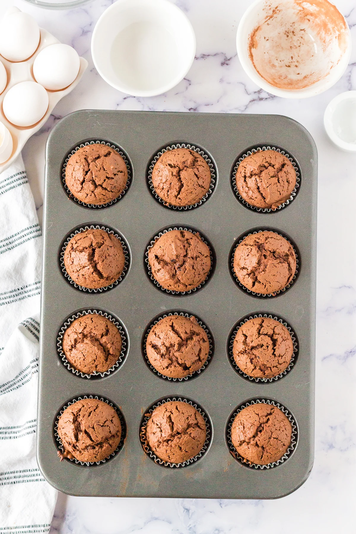 Baked Cupcake Cooling in Pan.