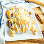 Cinnamon Crescent Rolls on white serving platter.