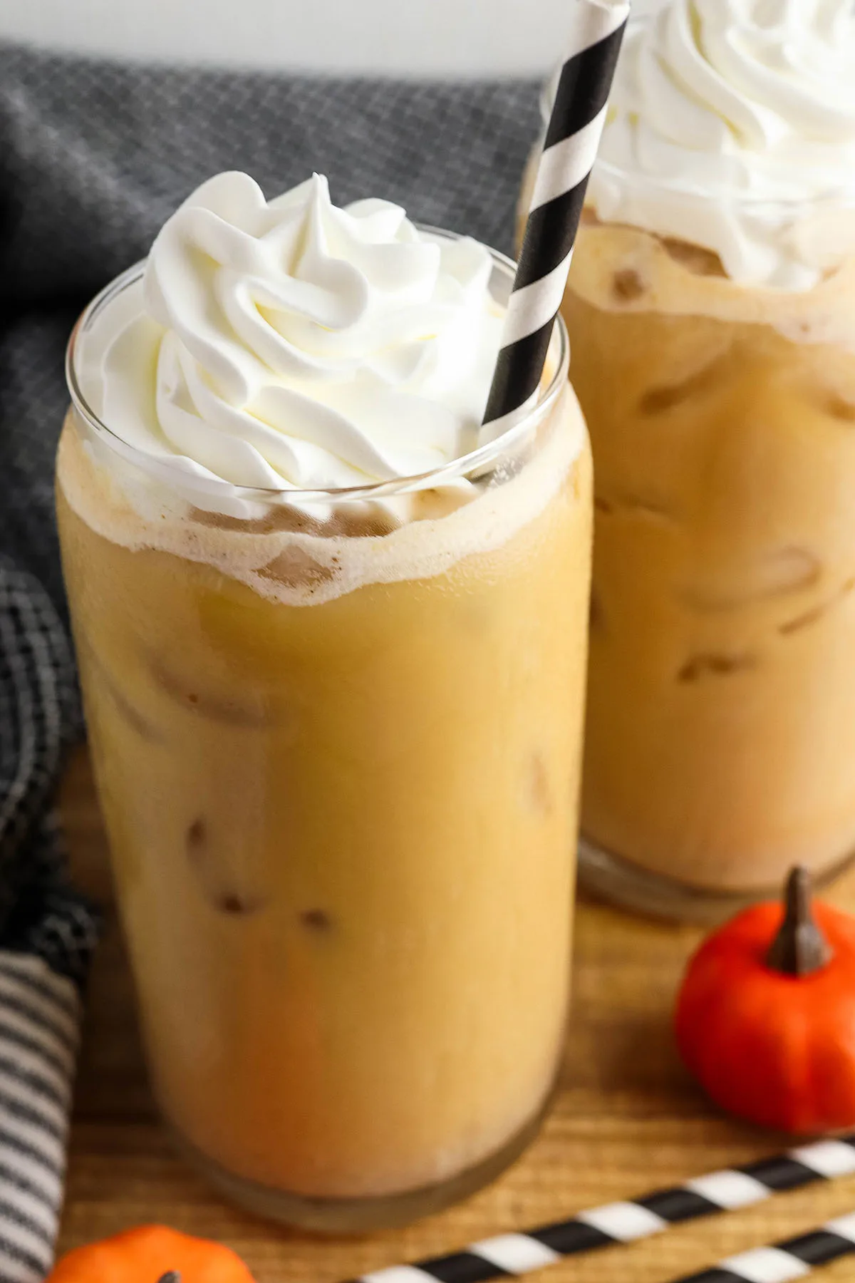 Pumpkin Sweet Cream Cold Brew in drinking glasses.