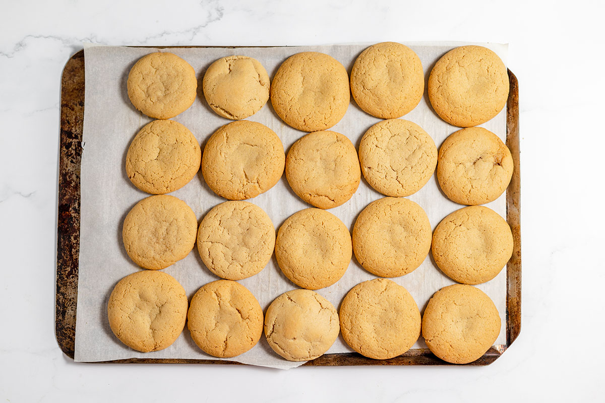 Maple Brown Sugar Cookies on baking sheet.