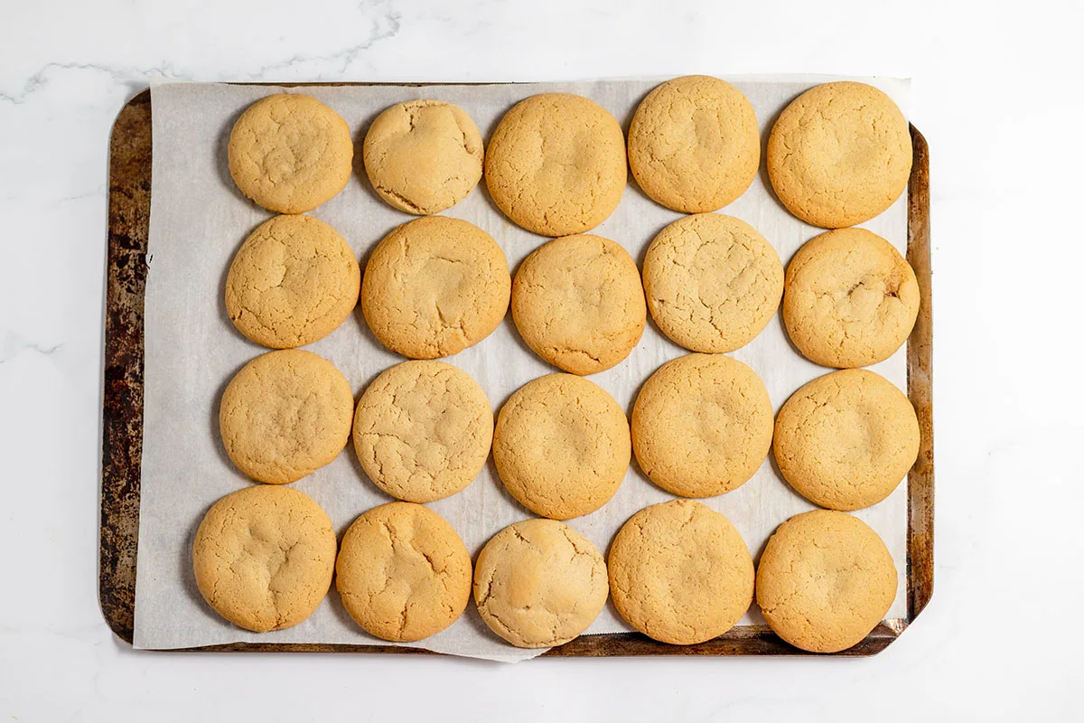 Maple Brown Sugar Cookies on baking sheet.