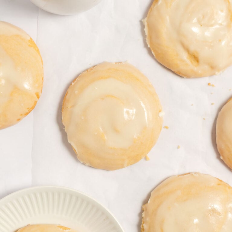 Honey Bun Cookies on parchment paper.