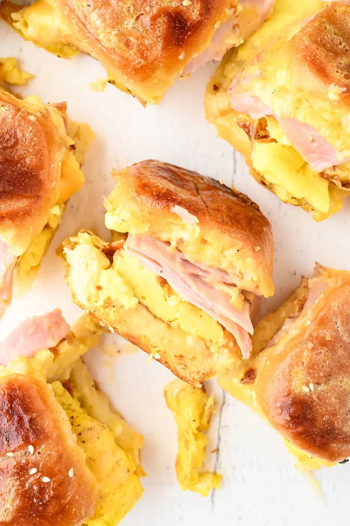 Breakfast Sliders set out on the counter.