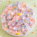 Easter bark stacked on a white round plate.
