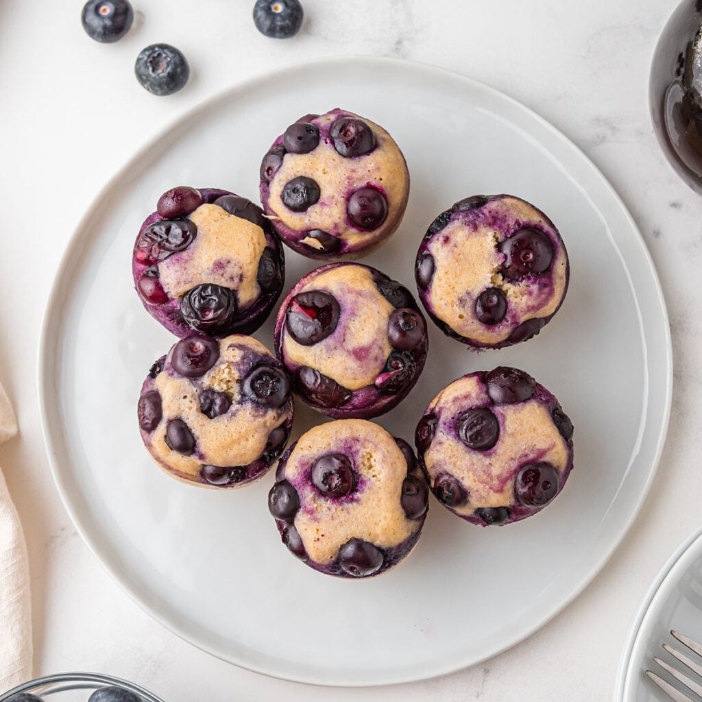 Instant Pot Pancake Bites served on a round white platter.