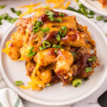 A serving of pulled pork totchos on a plate.