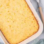 Baked Cornbread Casserole in a 9x13 casserole dish.