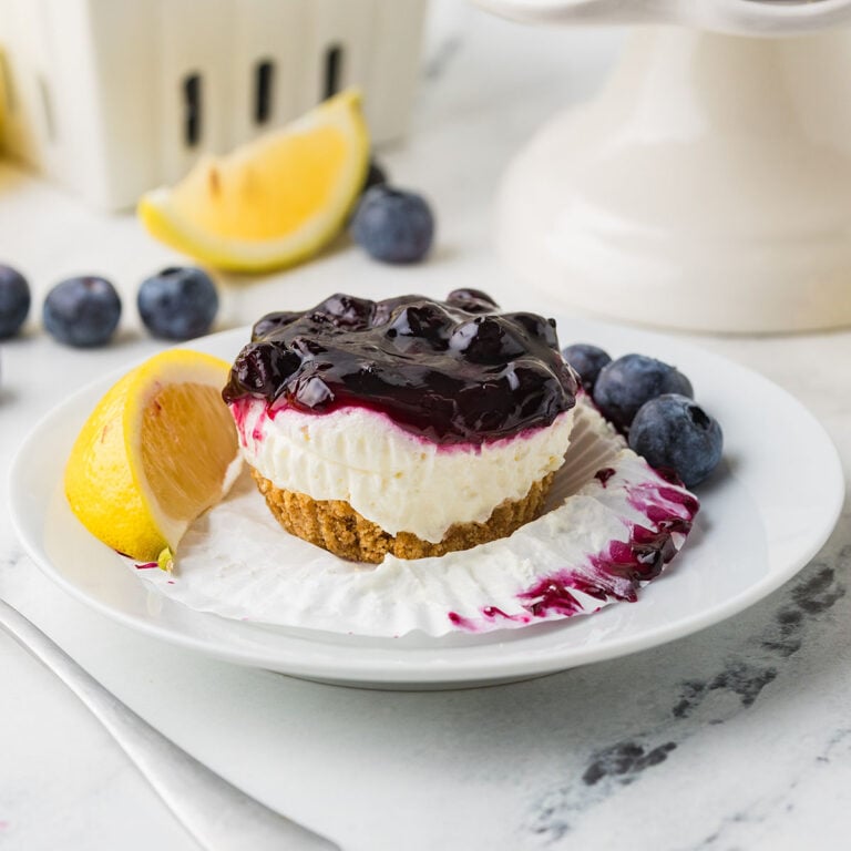 No Bake Lemon Blueberry Mini Cheesecake