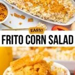 Frito Corn Salad in a white bowl and a white serving platter.