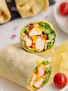Honey Mustard Chicken Wrap on a white plate.