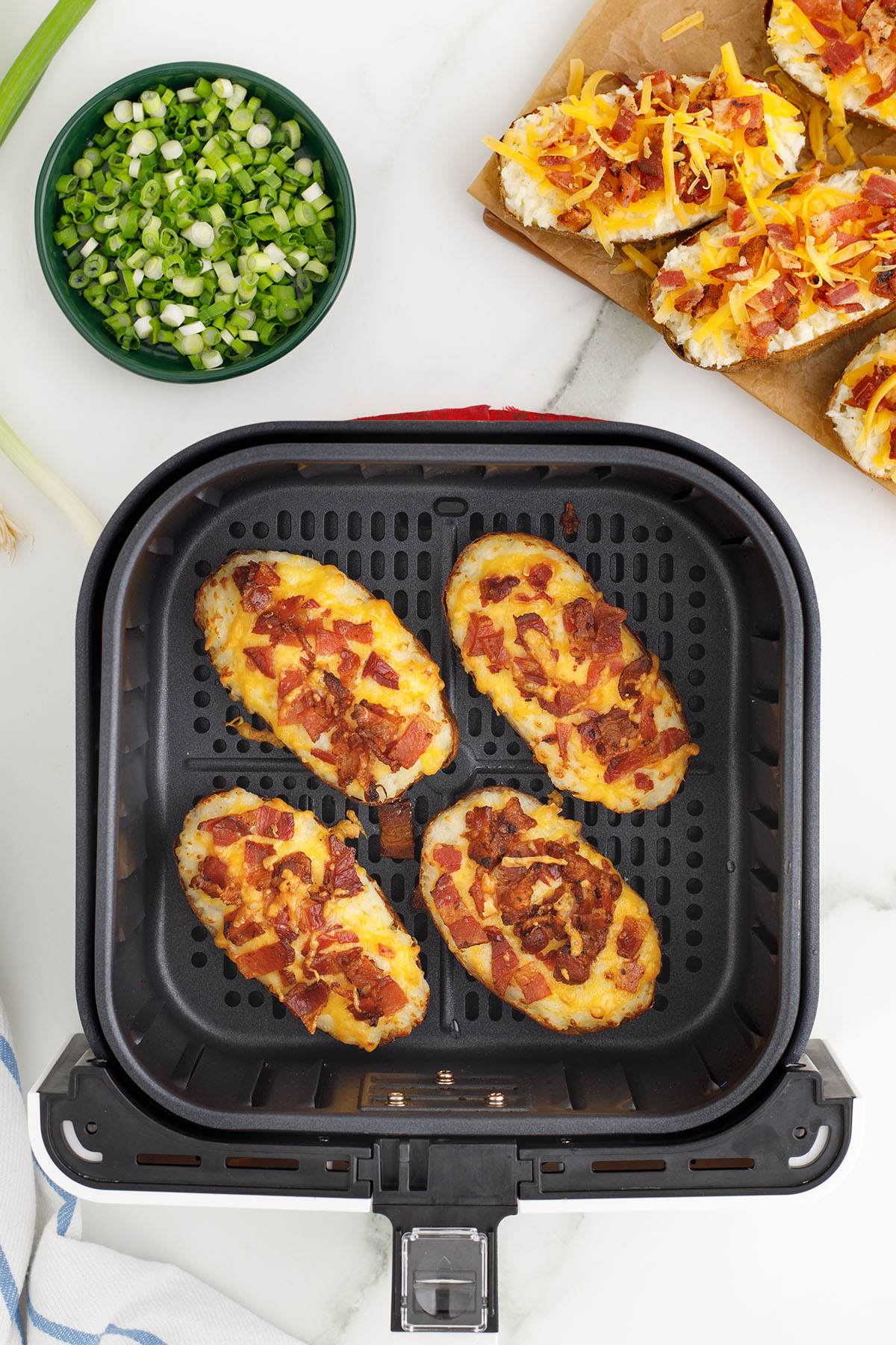 Cooked Twice-baked potatoes in the air fryer.