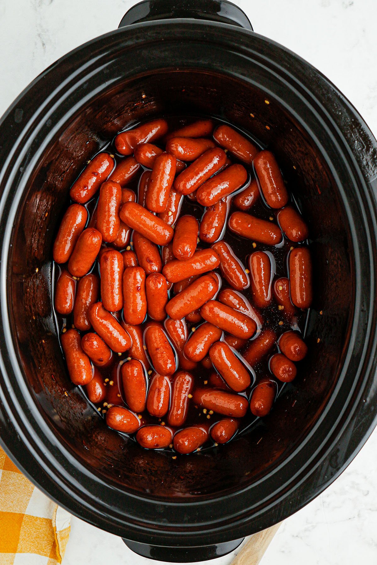 Honey BBQ Little Smokies in the slow cooker.