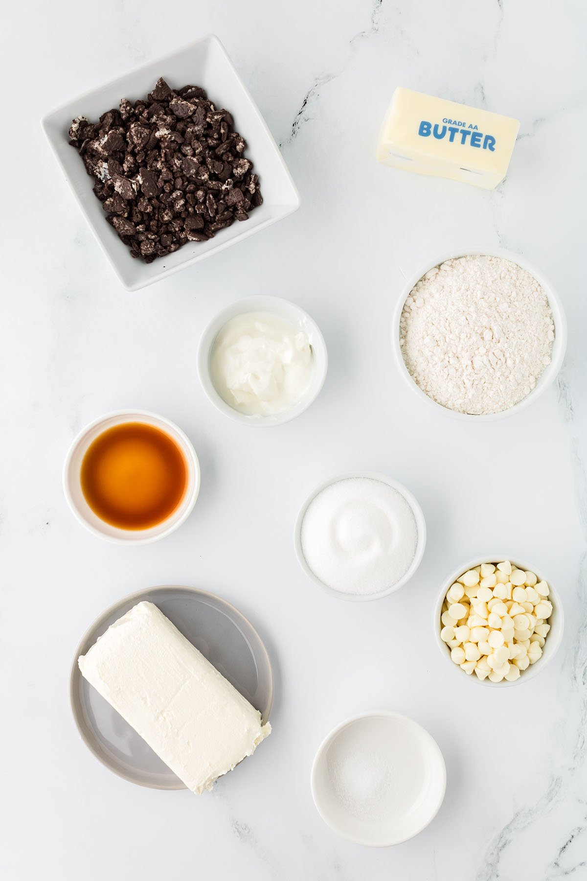 Ingredients to make Cookies are set out on the counter.