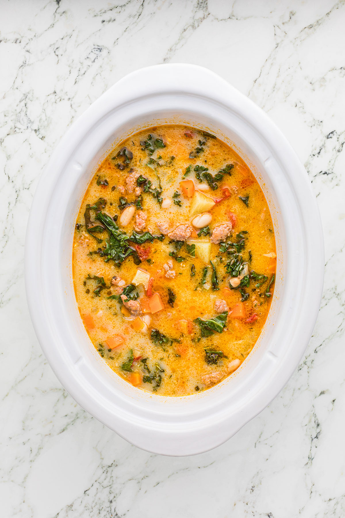 Sausage and Kale Soup in the slow cooker.