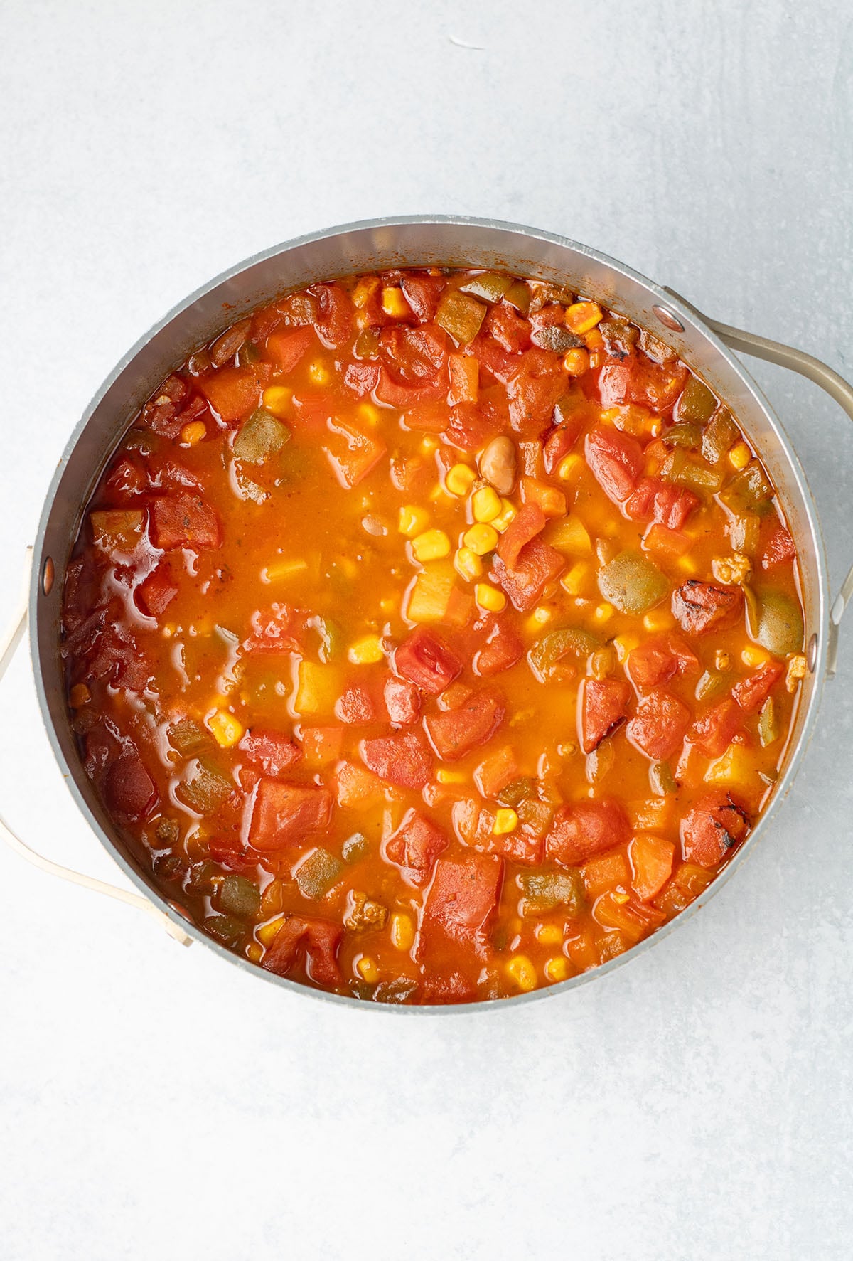 Cooked Cowboy soup in a large pot.